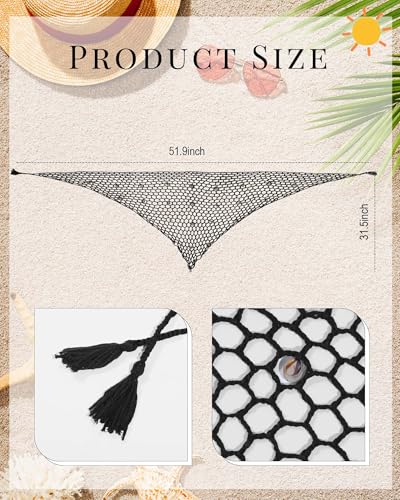 Image of Geyoga Women Crochet Cover Ups Skirt Triangle Shawl Mermaid Skirt Hollow out Swimwear Shell Beach Fishnet Summer Wrap
