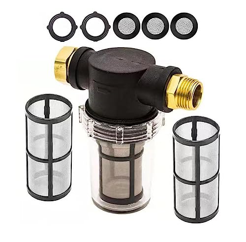 LALOCAPEYO 3/4 Inch Garden Hose Filter With 2 Additional 100 Mesh Screens, 2 O-Rings, 3 Gaskets – Outdoor Water Inlet Filter for Pressure Washer and Sediment Accessories