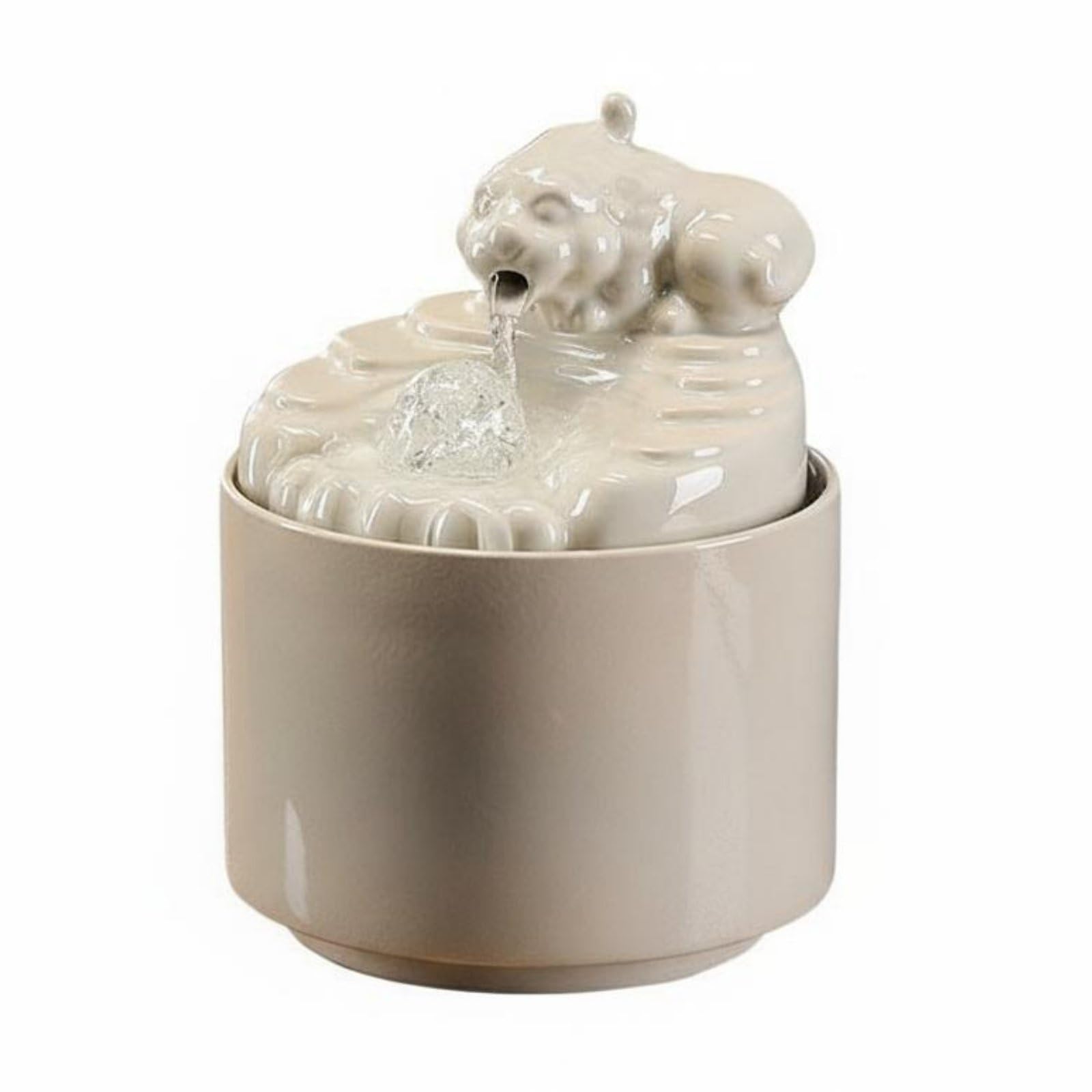 Wealth Attracting Ceramic Pixiu Water Fountain Elegant Design Desktop Zen Fountain Handmade Craft Small Circulating Water Ornament for Office-image-3