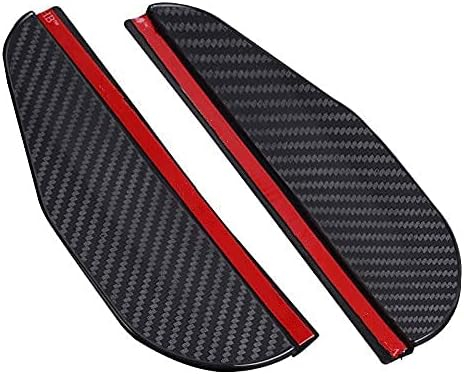 YeaFun2 Pcs Mirror Rain Visor Smoke Guard, Carbon Fiber Texture Rear View Side Mirror Rain Eyebrow View Mirror Visor Guard for Most Car, Truck and SUV (2pcs Black)