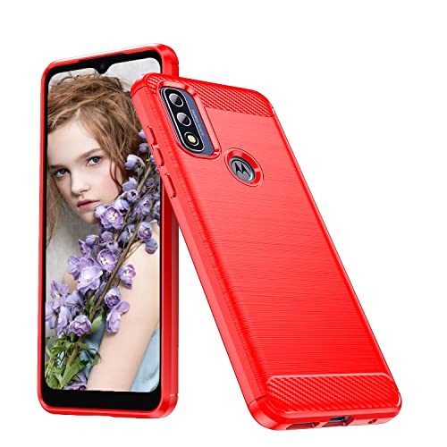 Starhemei for Moto G Pure Case, Motorola G Pure Case,Slim Flexible Soft TPU Shock-Absorption Phone Case,Shockproof Brushed Texture Rubber Cover Case for Motorola Moto G Pure (Red)