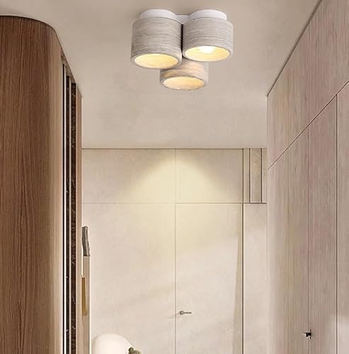 Chandelier, Creative Three Head Wood Grain Stone Ceiling Light for