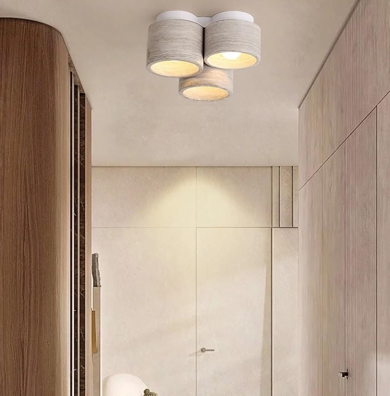 Plafonnier créatif grain bois LED trois têtes maison et couloir
