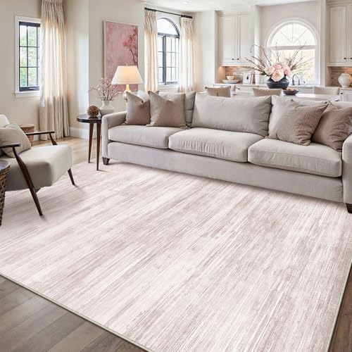 PureCozy Teppich Wohnzimmer 140x200cm Rosa Waschbar Groß Carpet – Ansicht 1