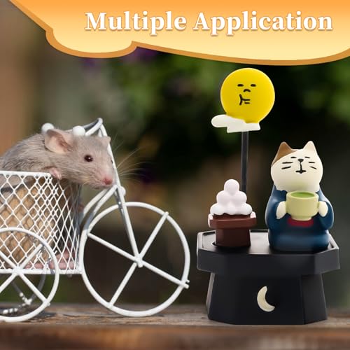 Miniature Moon Cat Figurines Cute Desk Accessories Things for Women, Mini Cat Stuff Office Desk Decor for Women, Tiny Cat Statue Trinkets Gift for Home Bookshelf Cubicle Cottagecore Decor - Image 6