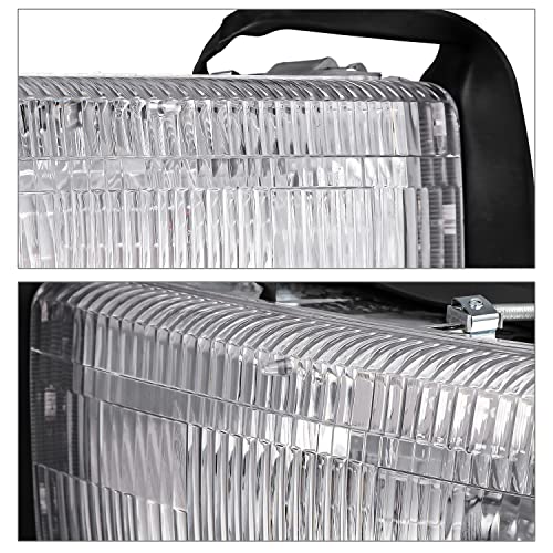 M-Auto Headlights Assembly Oe Style Compatible With 1994-2001 Dodge Ram 1500 Truck / 1994-2002 Ram 2500 3500 Pickup 2/4-Door, Left+Right Chrome Crystal Headlight+Signal Corner #TOP4