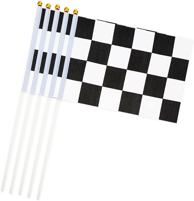 Screst 10PCS 14x21CM Racing Flag Polyester Classic Black White Flag Checkered Racing Flag Banner Racing Flag Handheld Flag, one size