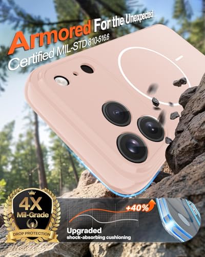 Image of Magnetic for iPhone 17 Pro Max Case,Shockproof Matte Cover,Cute Pink | with Screen Protector,Compatible with MagSafe,Military Grade Drop Protection,Full Camera Protection,Non-Slip Design Case