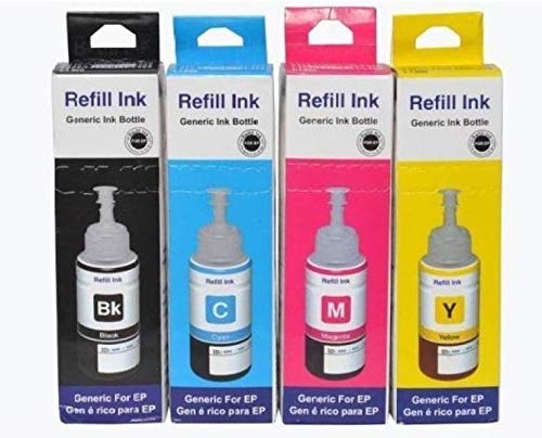 Kataria Refill Ink for Epson L550 Printer Multi Color Ink -70mL Multi Color Ink (Black, Magenta, Cyan,Yellow), Standard (INKSETCYMB39)