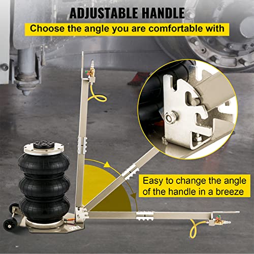 Vevor 3 Ton/6600 Lbs Triple Air Bag Jack Lift Up To 15.75 Inch, 3-5S Fast Lifting Air Bag Jack For Cars With Adjustable Long Handle (Beige) #TOP5