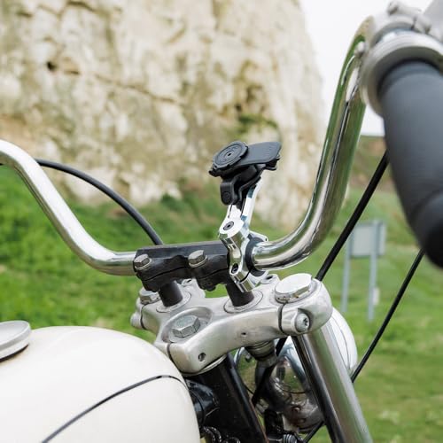 Image of Quad Lock Motorcycle Handlebar Phone Mount PRO Chrome with Vibration Dampener and MAG Phone Case for iPhone 11