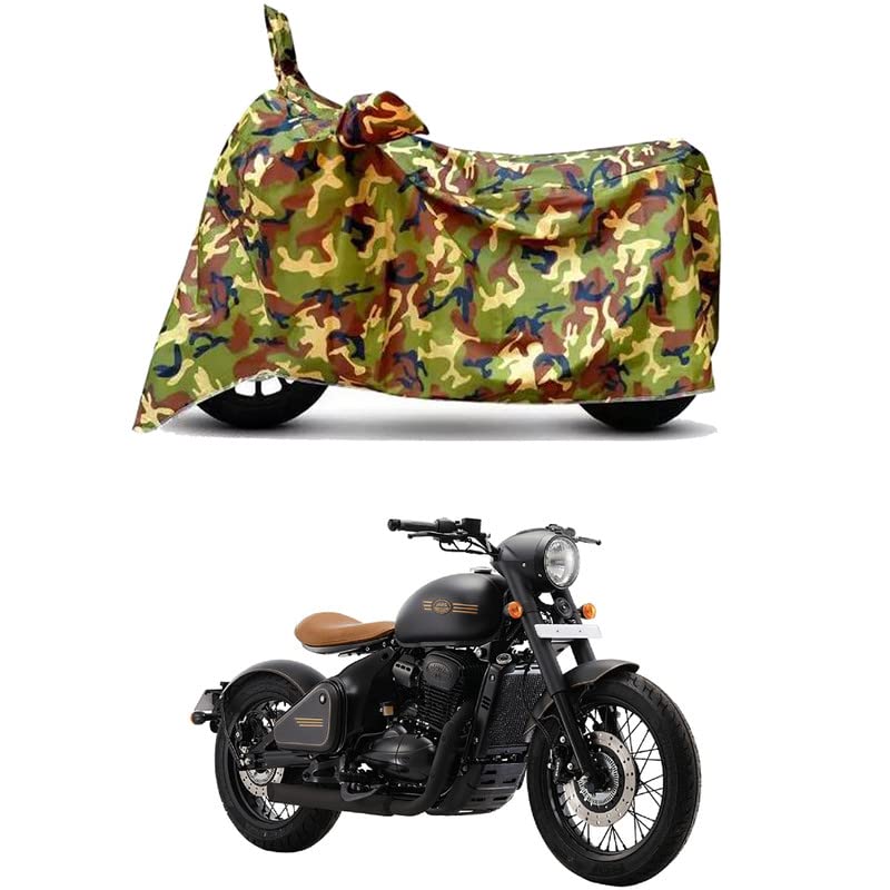 Image of Waterproof 100% PVC Coated Full Bike Scooty Two Wheeler Body Cover Compatible for Jawa Perak /UV-Rays /Heat Protection /Birds Dropping /Scratchproof /Dust Proof /All Varients[6X6 Jungle Print]