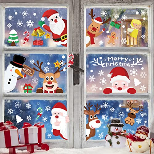 Meleager Pegatinas Navidad para Ventanas, 9 Hojas Pegatinas Cristales Ventanas Decorativas, Navidad Decoración Pegatinas, Navidad Pegatina Reutilizable, Pegatinas Navidad Estáticas de PVC Cover