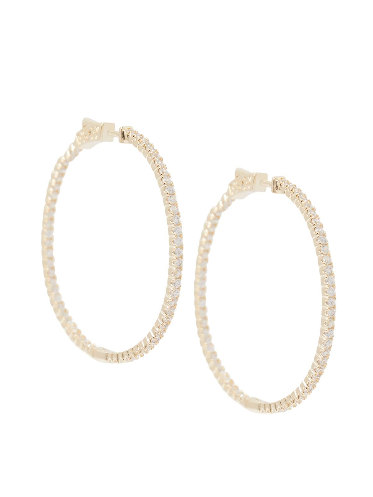 Gold Crystal Hoop Pierced Earrings