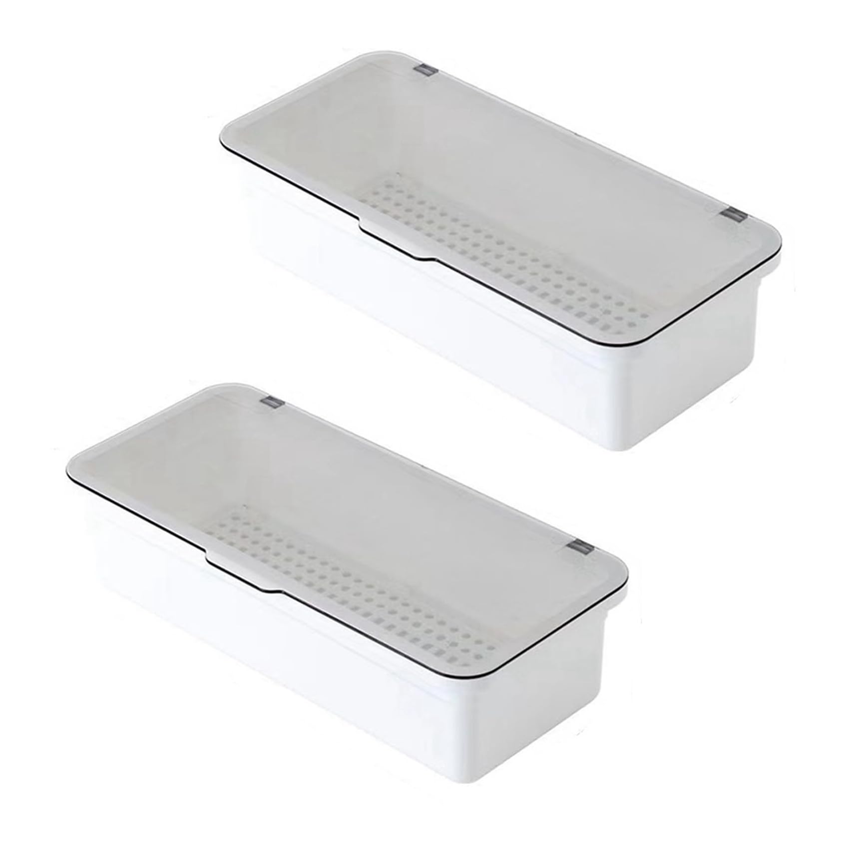 Lot de 6 plateaux à couverts avec couvercle, rangement d'ustensiles avec couvercle, bac à couverts en plastique, organisateur de tiroir à couverts, boîte de rangement pour ustensiles