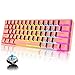 Produktbild UrChoiceLtd 60% Mechanische Tastatur Wired/Wireless Bluetooth 5.0 Dual-Mode Tastatur 61-Key RGB Rainbow LED Backlit USB Typ-C wasserdichte Gaming-Tastatur Anti-Ghosting-Tasten (rot/Blauer Schalter)