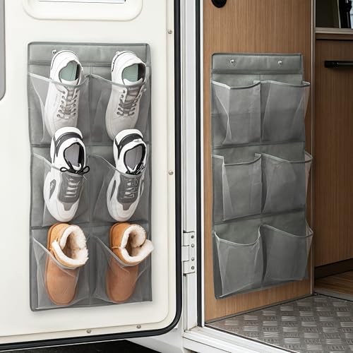 Baffect Schuhregal Hängend 6 Fächer Pro Wandregal Schuhe Bohrfreie Schuhregal Tür Wohnmobil Eingangsbereiche Campervan Aufbewahrungslösungen Für Schuhe & Toilettenartikel (Grau 2 Stück)