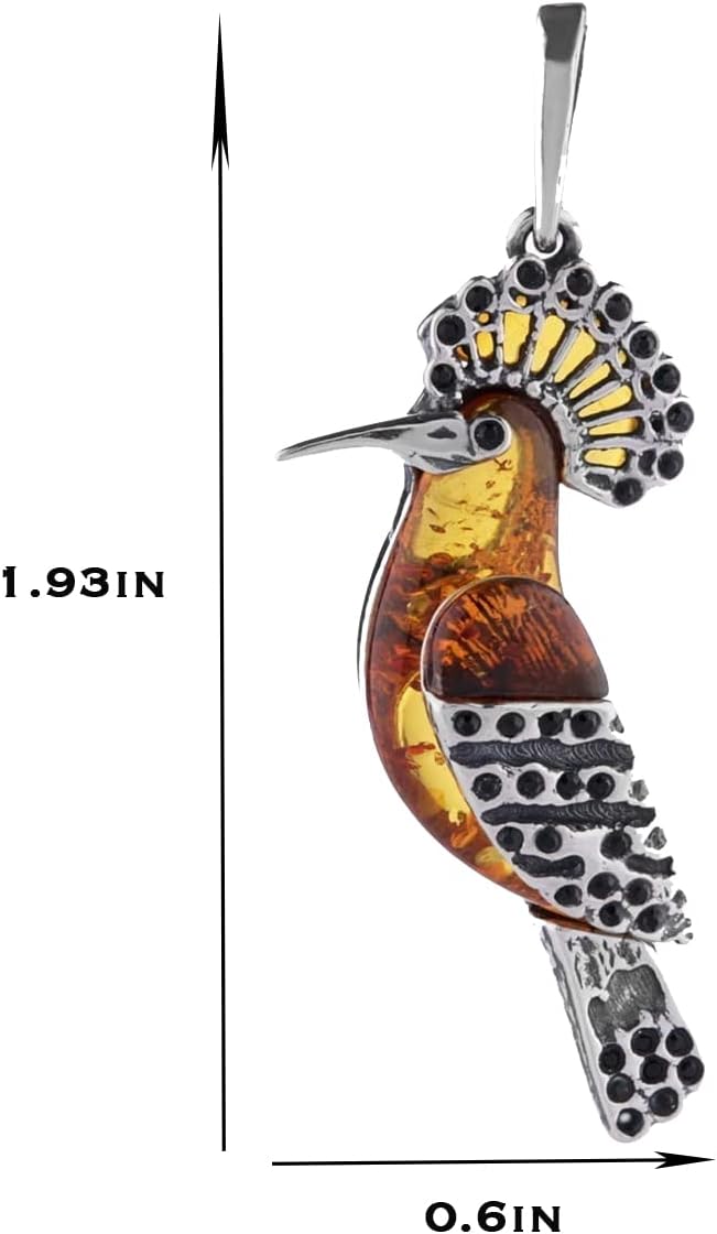 Ian and Valeri Co. Amber Sterling Silver No Name Bird Pendant