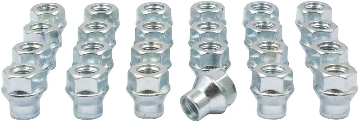 Wheel Accessories Parts 24 Pcs M14 x 2 14 x 2 Thread ET Bulge Acorn (Extra Thread for Spacers) 1.00" Long Lug Nuts Bright Zinc 3/4" 19mm Hex Fits 2003-14 Ford Expedition Lincoln Navigator 2004-14 F150