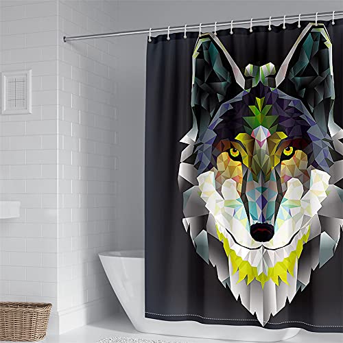 Rideau de douche imperméable imprimé 3D avec 12 crochets pour cabine de douche
