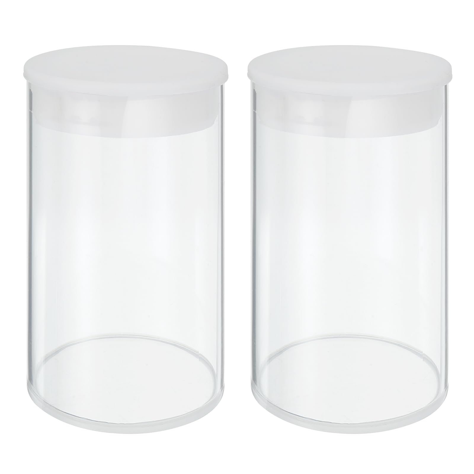 MECCANIXITY Transparent Plastic Storage Tubes, 2 1/2" x 4"(63x100mm) Polycarbonate Clear Rigid Round Storage Tubing with Black Lid, 2 Set