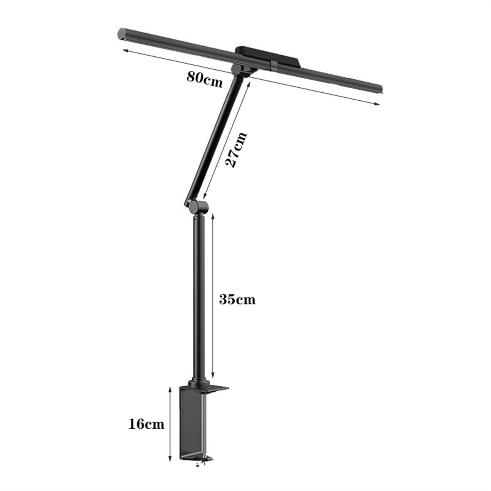 Lampa biurkowa LED z zaciskiem, podwójna głowica do ochrony oczu automatyczny wyłącznik czasowy, 5 trybów kolorów i ciągłe ściemnianie, do czytania nauki, lampka nocna (czarna)