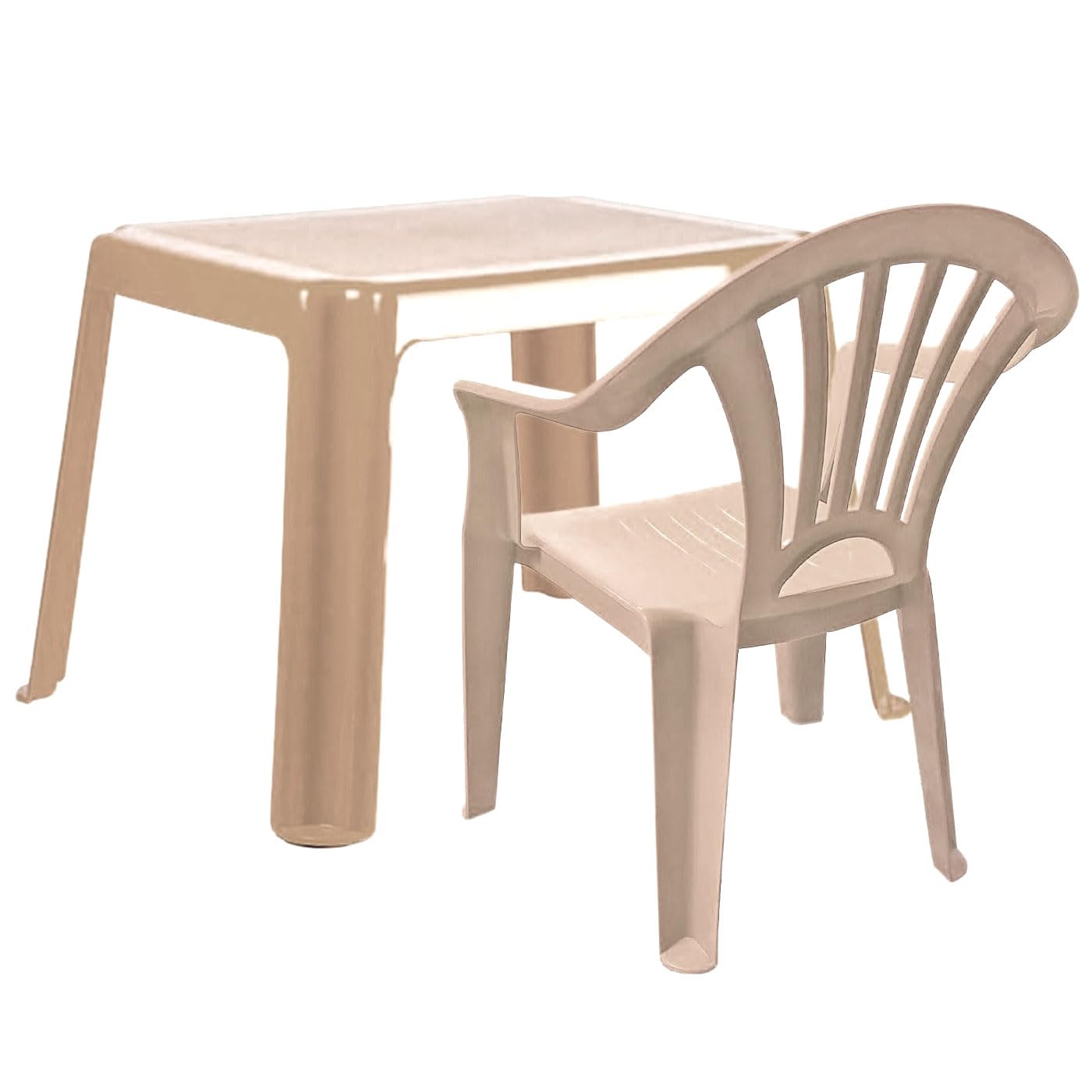 Acan Tradineur Tipi Ensemble de table et chaise pour enfant en plastique, structure solide, pour enfants, intérieur et extérieur, salon, jardin, fabriqué en Espagne (Taupe)