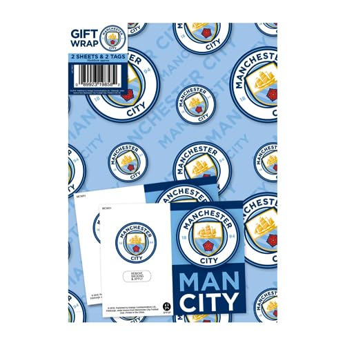 manchester city fc paper gift wrap sheets set one size bluewhite