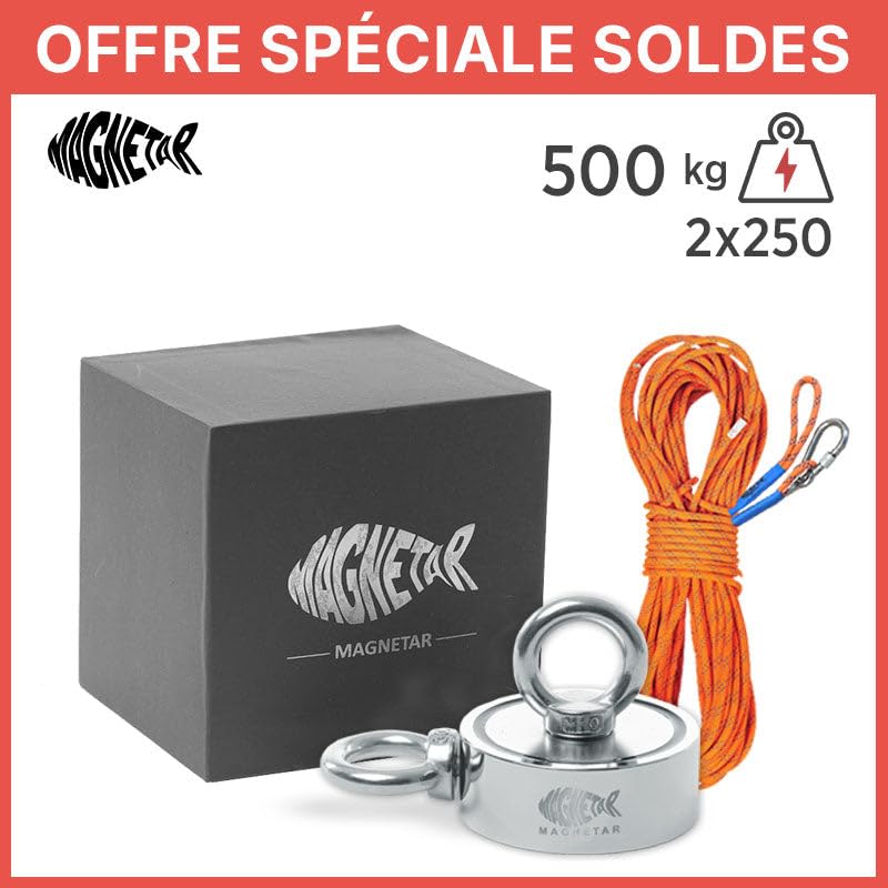 Pack Pêche à l'aimant Bulldog 400 KG - Utility Magnet - Argenté - 200 kg
