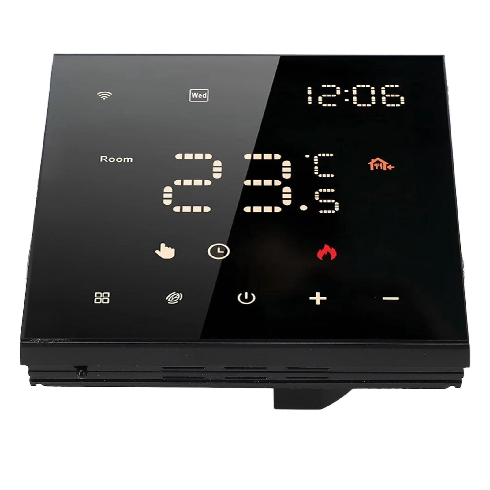Termostato WiFi con Pantalla Táctil Digital Inteligente para el Hogar 100-250 VCA Control Programable de 7 Días para Interiores Negro (Horno para Colgar en la Pared con calefacción por)