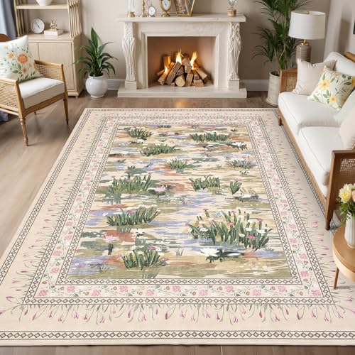 Tapete Floral Garvee 8x10 Lavable para Sala miniatura 1