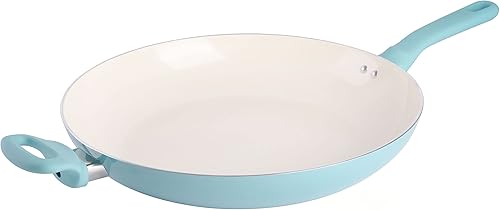 Spice by Tia Mowry Sartén de aluminio grande interior antiadherente antiadherente de 14 pulgadas - azul aguamarina (106925.01R)