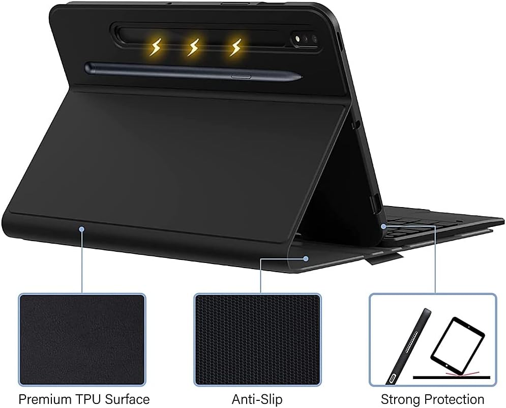 SaharaCase Keyboard Case with TrackPad for use with Galaxy Tab S8 and Galaxy Tab S7, Black (TB00214)