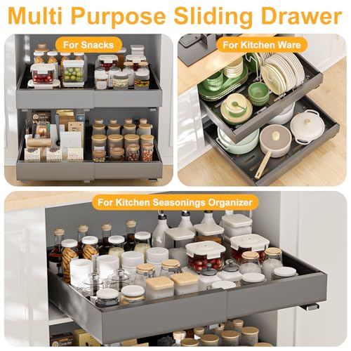 Cajón de cocina extensible de alta resistencia y diseño deslizante para armarios, set de 2 8