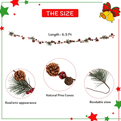 66FT-Christmas-Garland-Decoration-Pine-Garland-Cedar-Garland-Pine-Cones-Garland-with-Red-Berry-Bells-Christmas-Garland-for-Mantle-Tree-Stairs-Railing-Door-Decoration-Winter-Indoor-Outdoor-Decor 66FT Christmas Garland Decoration Pine Garland Cedar Garland Pine Cones Garland with Red Berry Bells Christmas Garland for Mantle Tree Stairs Railing Door Decoration Winter Indoor Outdoor Decor