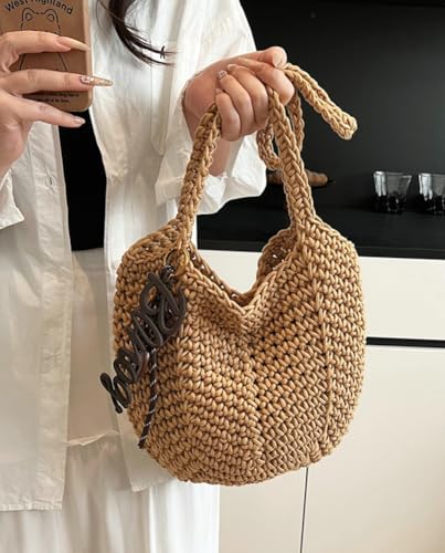 Crochet Tote Bag Women 2025 Large Straw Beach Bag Handmade Woven Shoulder Bags Hobo Tote Handbags Purse for Summer3