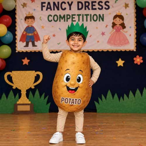 Image of Raj Costume Kids Fruit & Vegetable Fancy Dress Costume | Soft Felt Fruit and Vegetable Cutout Costume for Boys & Girls | School Annual Function