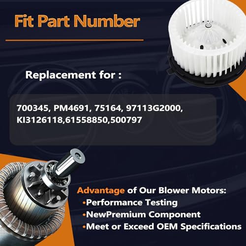 Image of HVAC A /C Heater Blower Motor with Fan Compatible with Kia Forte 2019-2022, NIRO 2017-2019 & Hyundai Ioniq 2017-2019,Replace#700345, PM4691