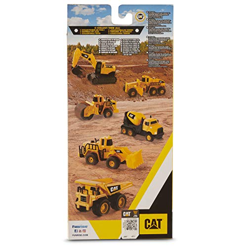 Cattoysofficial Cat® Construction Die Cast Metal 3 Pack Vehicles - Steam Roller/Excavator/Wheel Loader For Ages 3+, Black And Yellow #TOP3