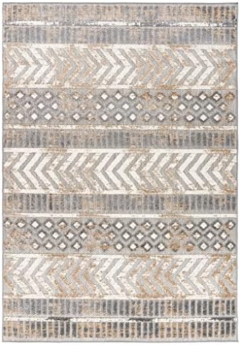 Rugshop Tribal Stripe Indoor/Outdoor Distressed Area Rug Beige 10' x 14' - 2