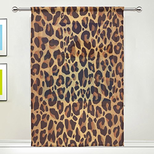 Use7 Paire de rideaux transparents à motif léopard pailleté 139,7 x 198,1 cm, 1 pièce de décoration moderne pour salon, chambre à coucher, décoration d'intérieur