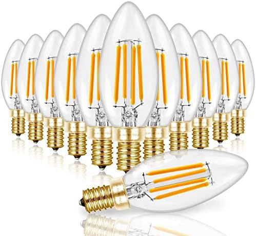 Hizashi Candelabra Light Bulbs 60W Eq, 2700K Dimmable, E12 LED Bulb 12 PCS