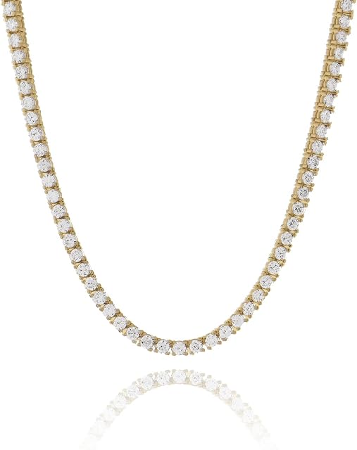 Mens Tennis Chain | 4MM Tennis Necklace For Women Tennis Choker Diamond Necklace | 6MM Tennis Chain Silver Tennis Necklace | Gold Tennis Necklace | Cubic Zirconia Necklace Thin Necklace Mens Chain