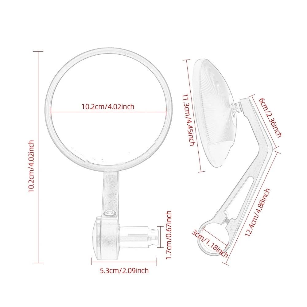 Motocyklowe Lusterka Wsteczne Moto Lusterko końców Lusterko Na Kierownicę Motocykla Wypukłe 7/8'' 22mm Uniwersalna Końcówka Kierownicy(Silver-MTHSJ333)