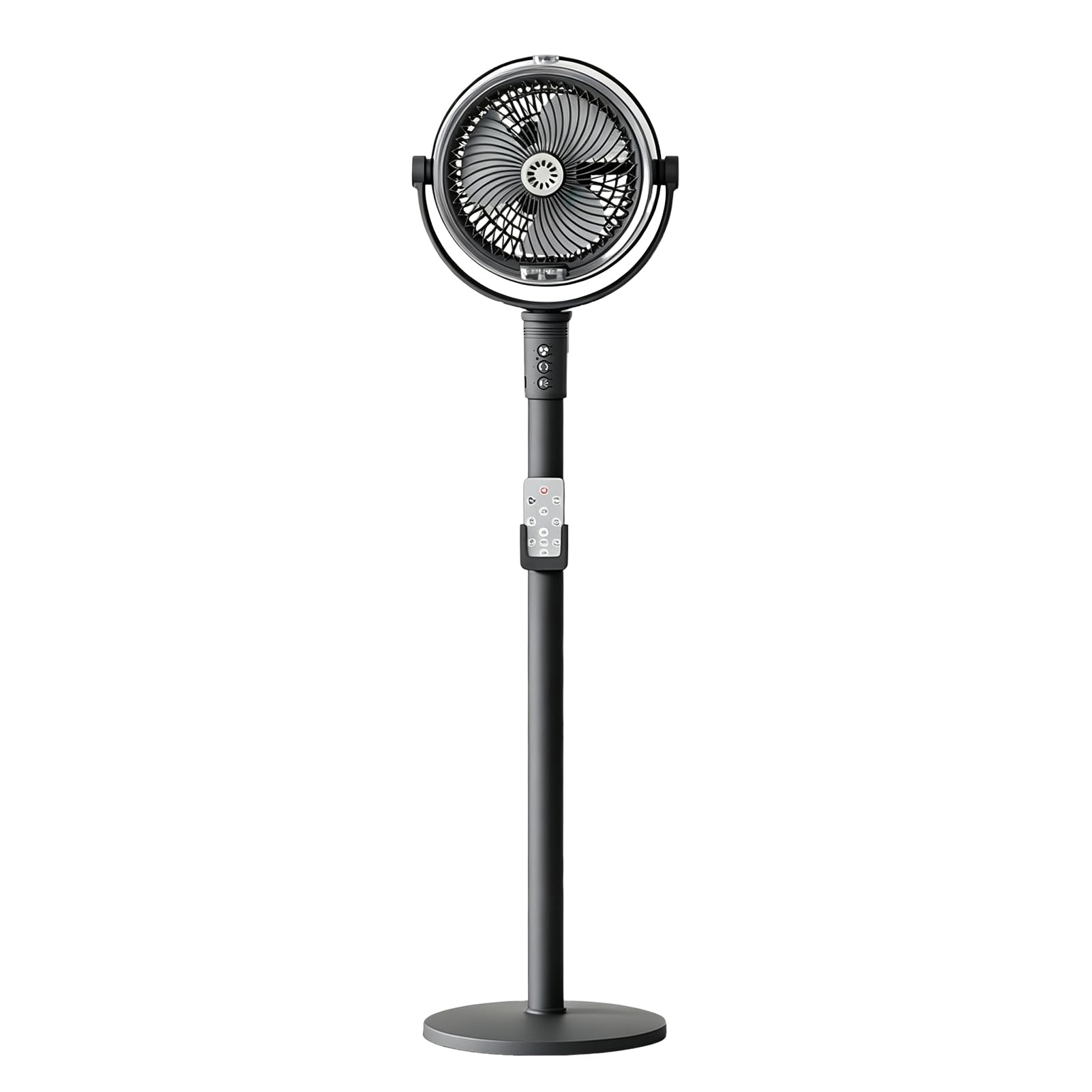 Ventilatore da terra per camera da letto, ventilatore a piedistallo a motore CC, umidificatore circolatore, 4 velocità, ventilatore a piedistallo regolabile in altezza con telecomando, per