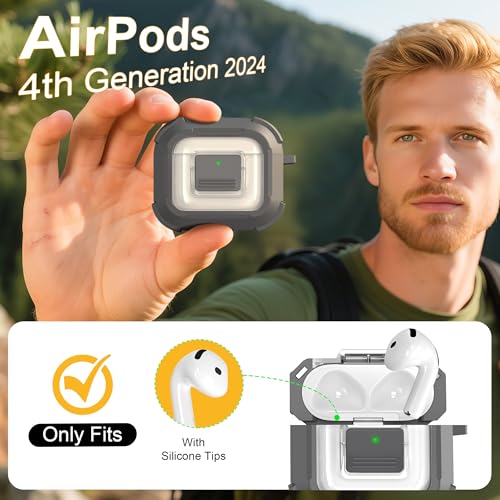 Image of RFUNGUANGO for AirPods 5 /4 Case (2026 /2024) with Lock, Gray