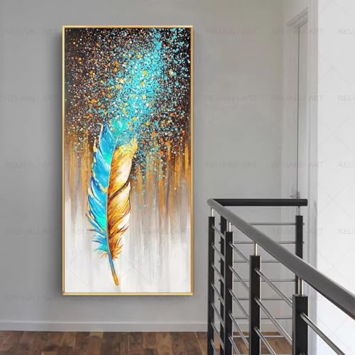 Impression sur toile abstraite salon grand format cadre 80x130cm