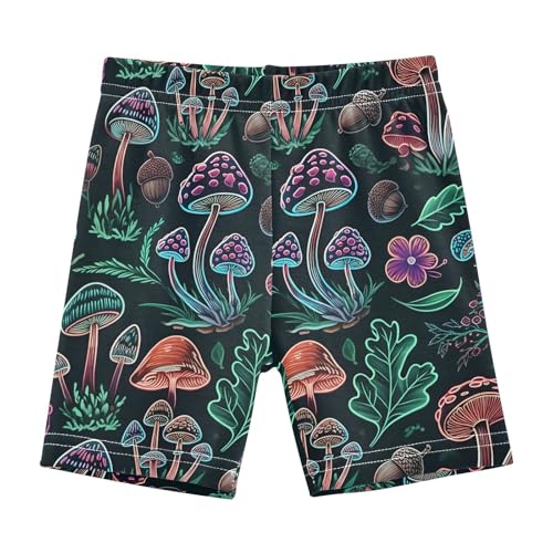 Glowing Mushroom Fall Acorn Dark Girls Bike Shorts Toddler Athletic Dance Under Skirts Dance Shorts for Girls,4T