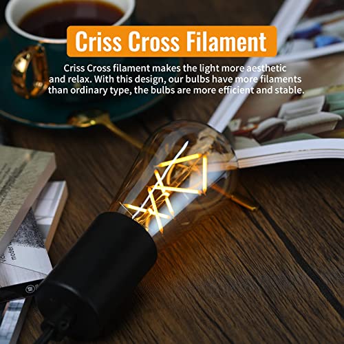 Omed Dimmable Led Vintage Edison Bulbs, St64 2700K Soft White Fishbone Filament Antique Edison Bulbs Whit E26 Base 60 Watt Equivalent, 6W 600Lm Old Fashioned Amber Glass Spiral Light Bulbs 12 Pack #TOP1