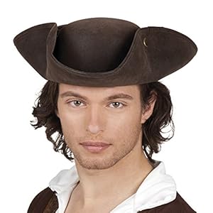 Boland 04350 – Hoed Charles, imitatieleer, piraat, boekanier, middeleeuws, bruin, driekleur, carnaval, halloween, themafeest, vermomming, theater